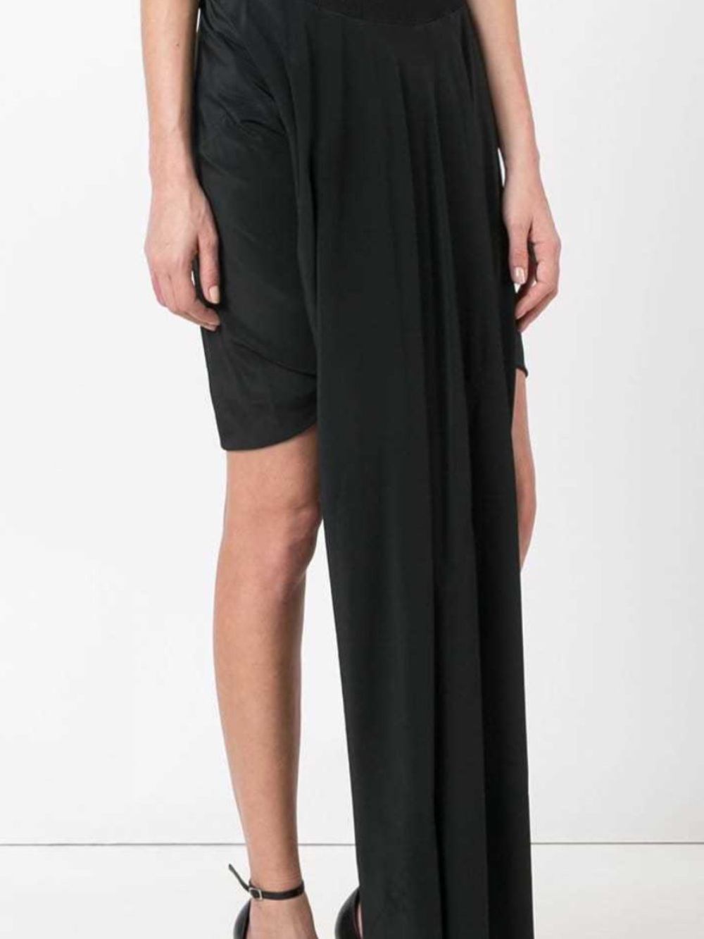 Rick Owens Black Asymmetrical Draped Panel Skirt